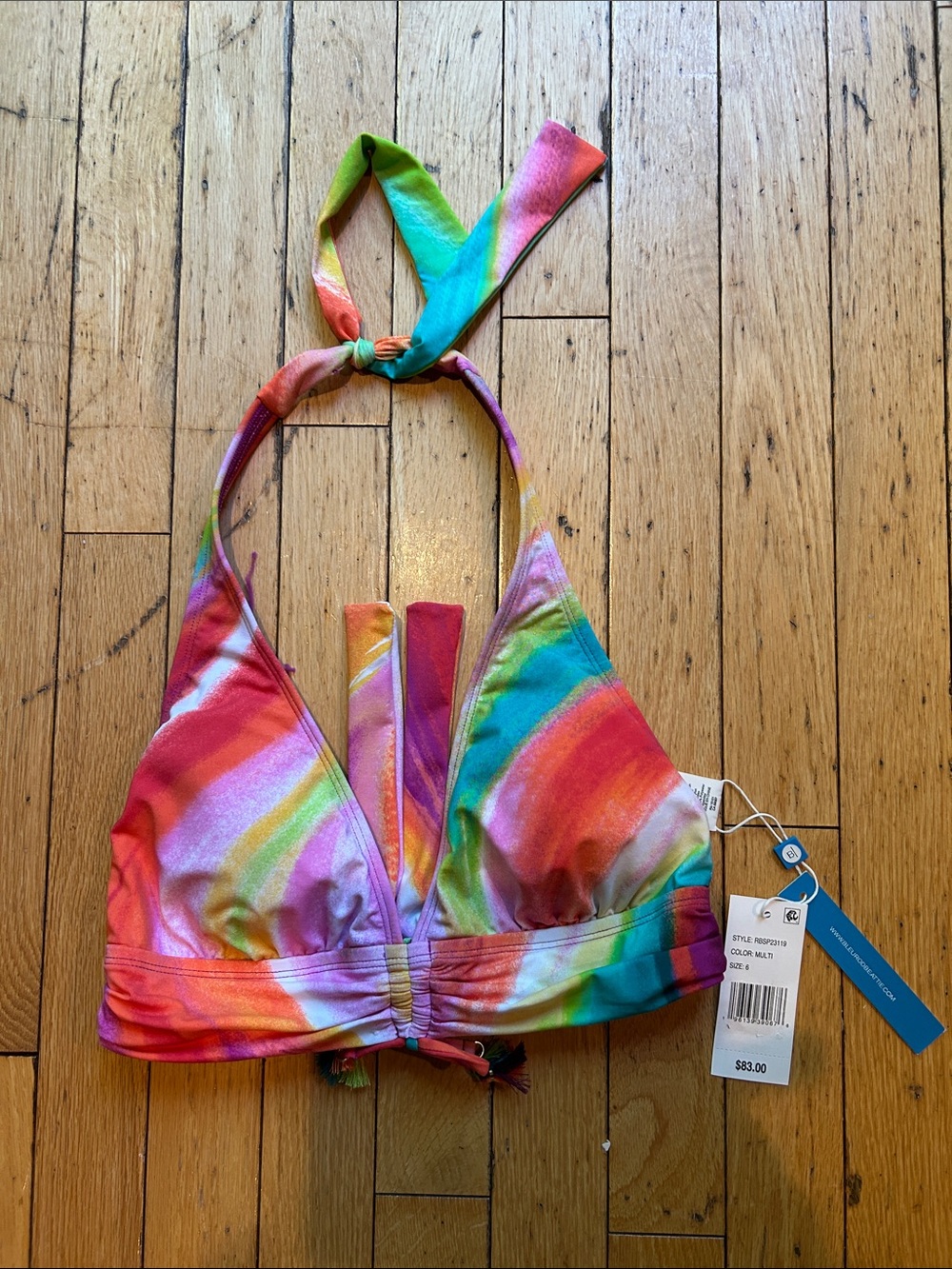 Bluerodbeattie Multi-Color Tie-Back Bikini Top